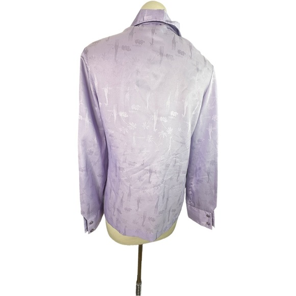 Vintage Purple Giraffe Print Satiny Secretary Blouse - Picture 5 of 7